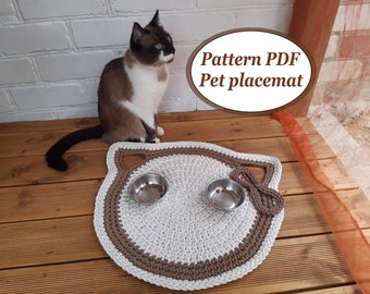 Crochet Cat Placemat Pattern: Pet Feeding Rug DIY (PDF with Video)