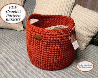 Crochet Basket Pattern with Handles, Storage DIY (PDF Pattern)