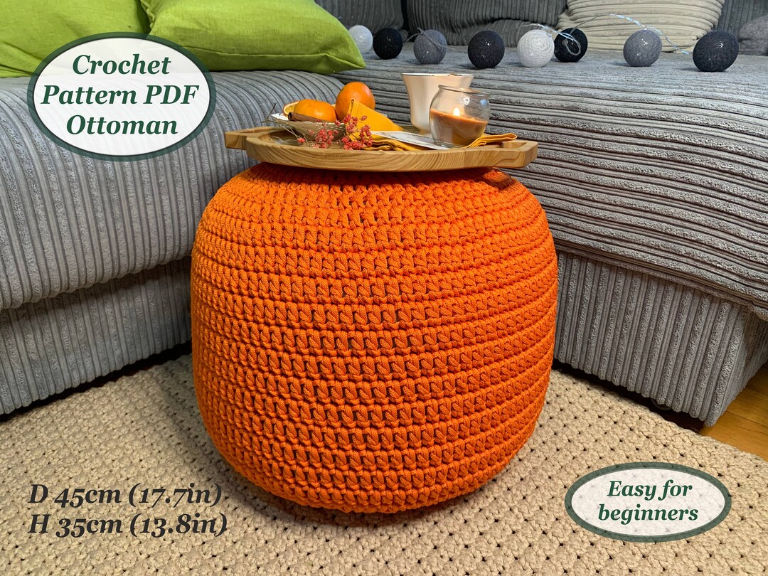 Crochet Pouf Ottoman Digital Instruction Pattern PDF With Photo Crochet