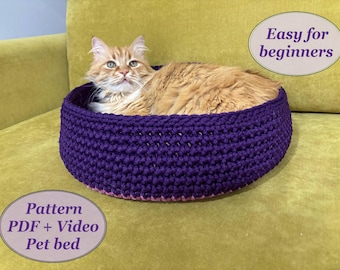 Crochet Cat Bed Pattern: Pet Cave PDF (Digital Download with Video link)