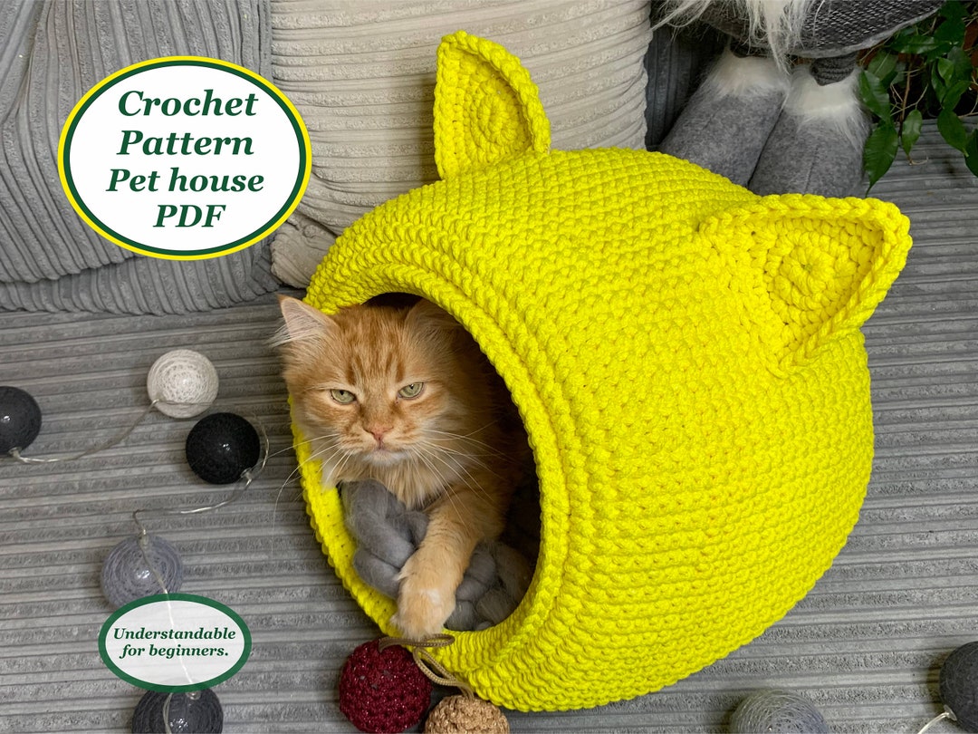 Crochet Cat House Pattern: Easy Pet Bed, Seamless Design (PDF Pattern ...