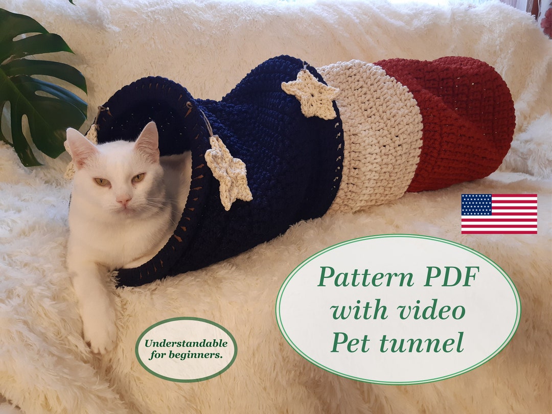 Crochet Cat Tunnel Pattern: DIY Pet Bed (PDF Pattern With Video) - Etsy