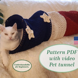 Crochet cat tunnel pattern Digital Instruction manual in PDF Format with video Cat furniture Pet bed Handmade cat lover gift