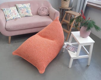 Crochet adult Bean Bag Chair: Modern Living Room Pouf Ottoman - Handmade