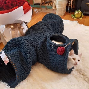 かぎ針編みのペットトンネル 屋外用猫用家具 猫の家 猫の洞窟 猫のベッド 猫の繭 ペットハウス 小型犬用ベッド 小型犬用洞窟 猫小屋 猫用ソファ