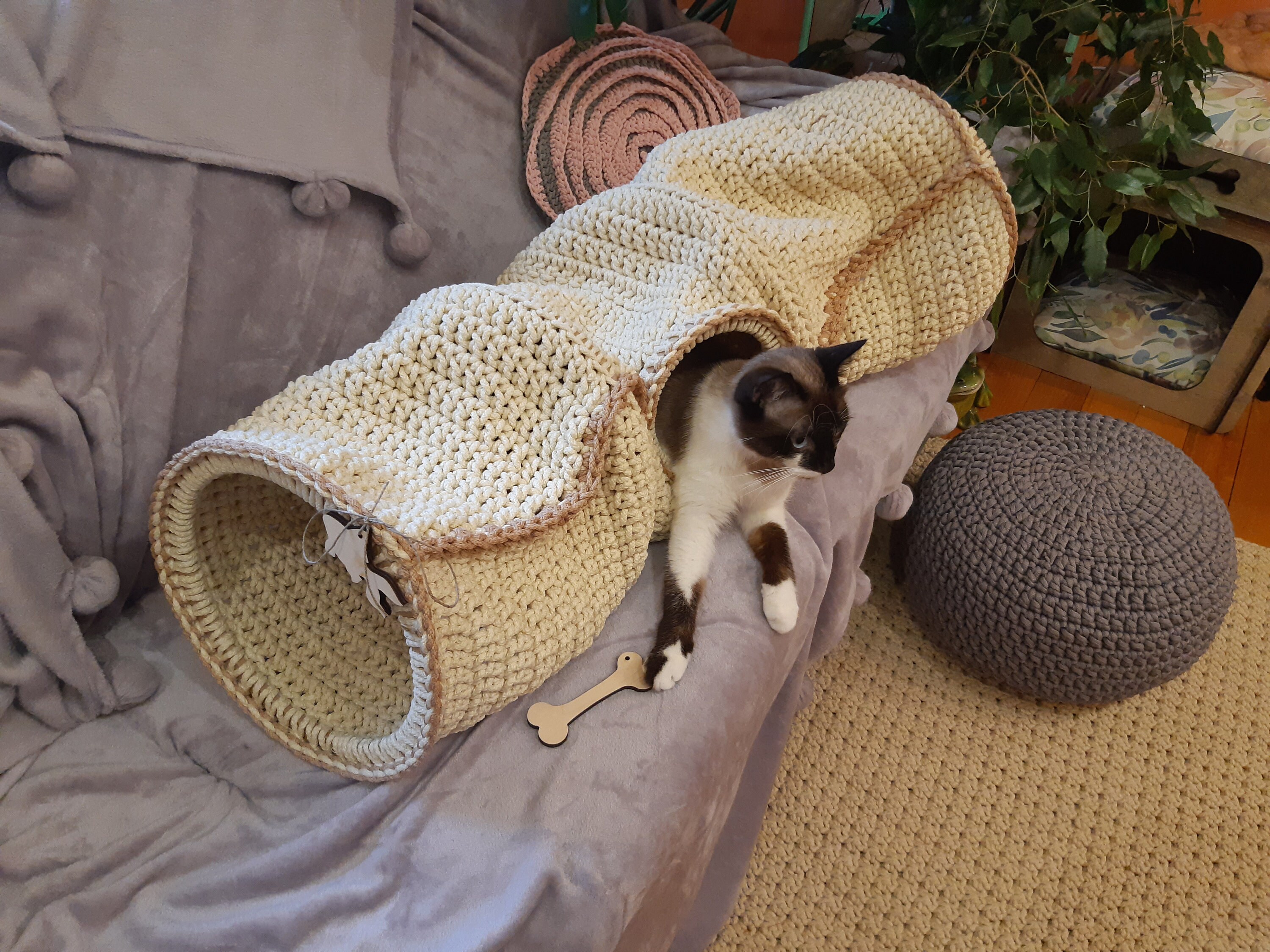 Crochet Cat House & Tunnel Pattern: Pet Furniture DIY (PDF Tutorial) - Etsy