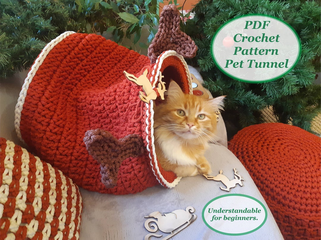 Crochet Reindeer Cat Tunnel Pattern: DIY Pet Furniture (PDF Pattern ...