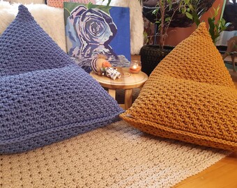Handmade Crochet Bean Bag Chair: Modern Kids Ottoman Pouf