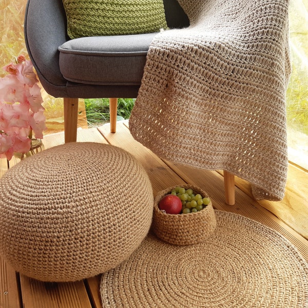 Pouf de jute au crochet pouf intérieur pouf pouf de jute poteau à gratter pouf de jute pouf pouf éco pouf chat poteau à gratter cadeaux pour maman