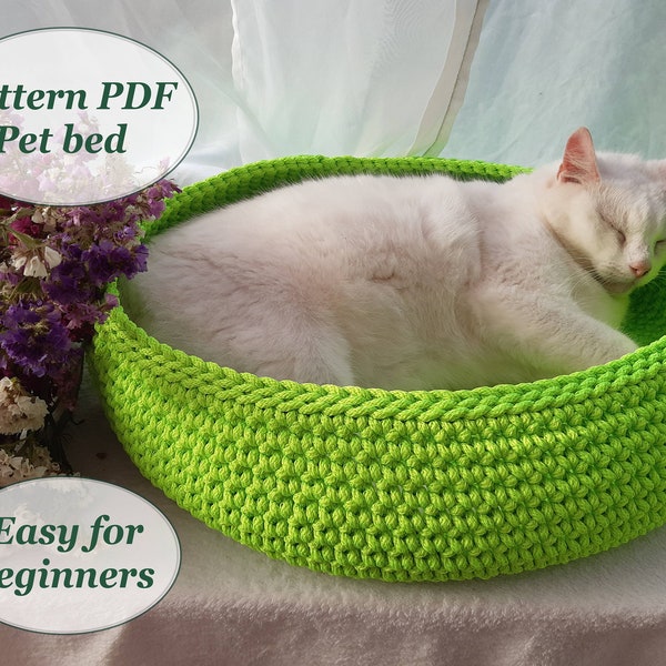 Crochet pet bed pattern pdf Digital instruction manual in PDF format with photo Crochet cat cave Cat furniture Handmade cat lover gift