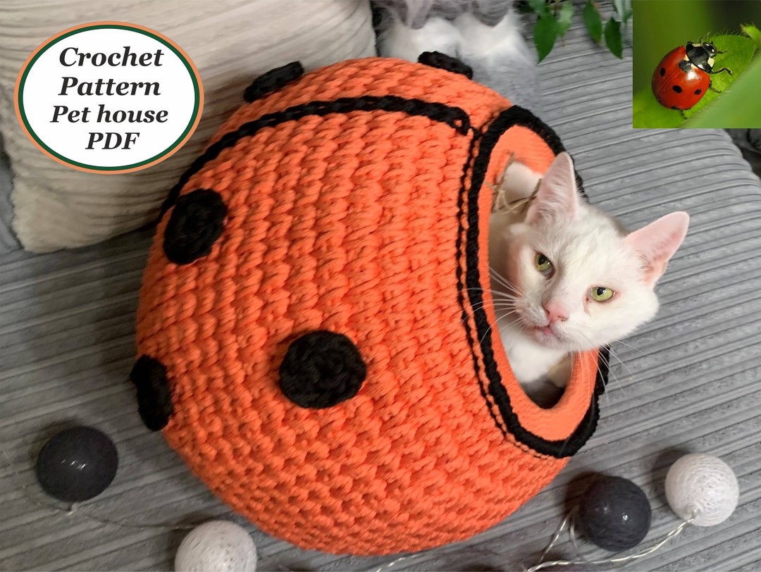 Crochet Pattern Cat House Ladybird Digital Instruction Manual PDF
