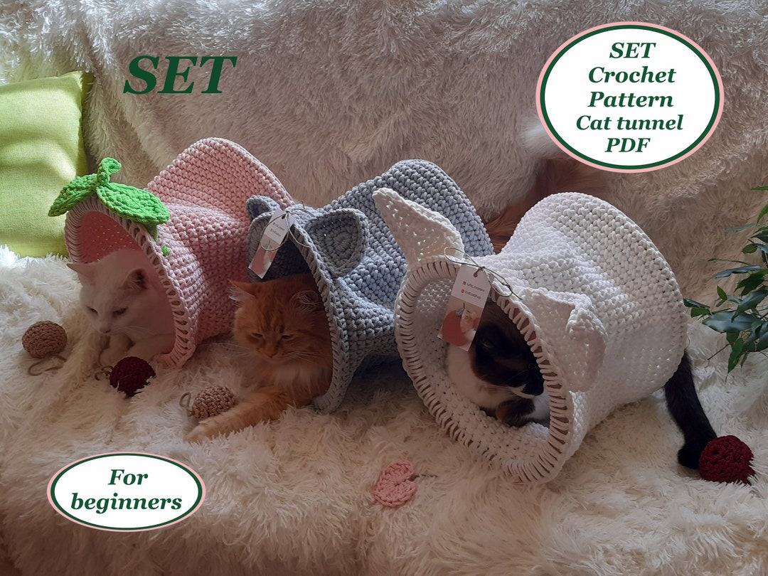 Crochet Cat Tunnel Pattern: 3-in-1 Foldable Pet Bed (PDF Pattern) - Etsy