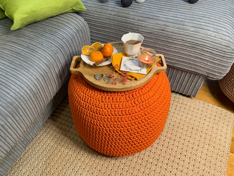Crochet Pouf Ottoman Digital Instruction Pattern PDF With Photo Crochet