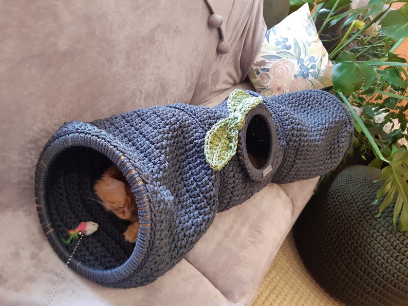 Crochet Cat Tunnel Pattern: Foldable Pet Bed (PDF With Video Pattern ...