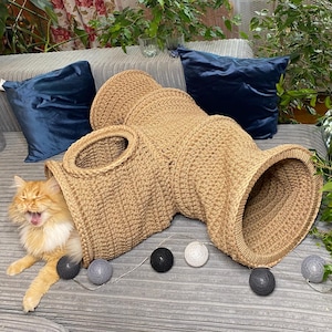 Cat tunnel crochet Indoor outdoor cat furniture Cat house Cat cave Cat tunnel bed Pet house Small dog bed Small dog tunnel Cat couch