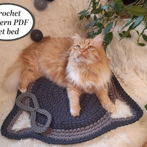 Crochet cat rug and placemats pattern pdf Digital instruction manual in PDF format with photo Cat furniture Cat bed Pattern crochet gifts