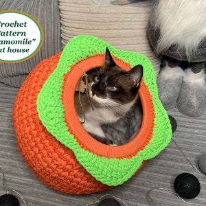 Crochet pattern cat house Flower Digital Instruction Manual in PDF Format Pet furniture Crochet gift pdf pattern Handmade cat lover gift
