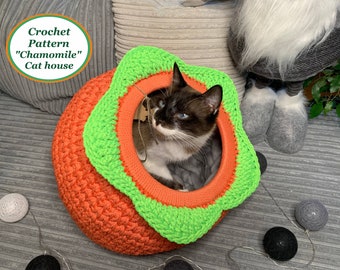Crochet Cat House Pattern: Flower Pet Bed (PDF Pattern)