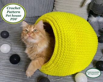Crochet Cat Cave Pattern: Easy Pet House (PDF Pattern with Video)