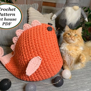 Crochet cat house Fish Digital Instruction Manual PDF Format with video Cat furniture Crochet cat cave pdf pattern Handmade cat lover gift