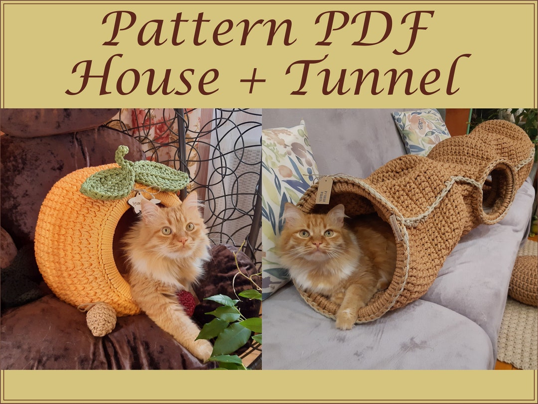 Patrón de casa y túnel para gatos de crochet: Muebles para