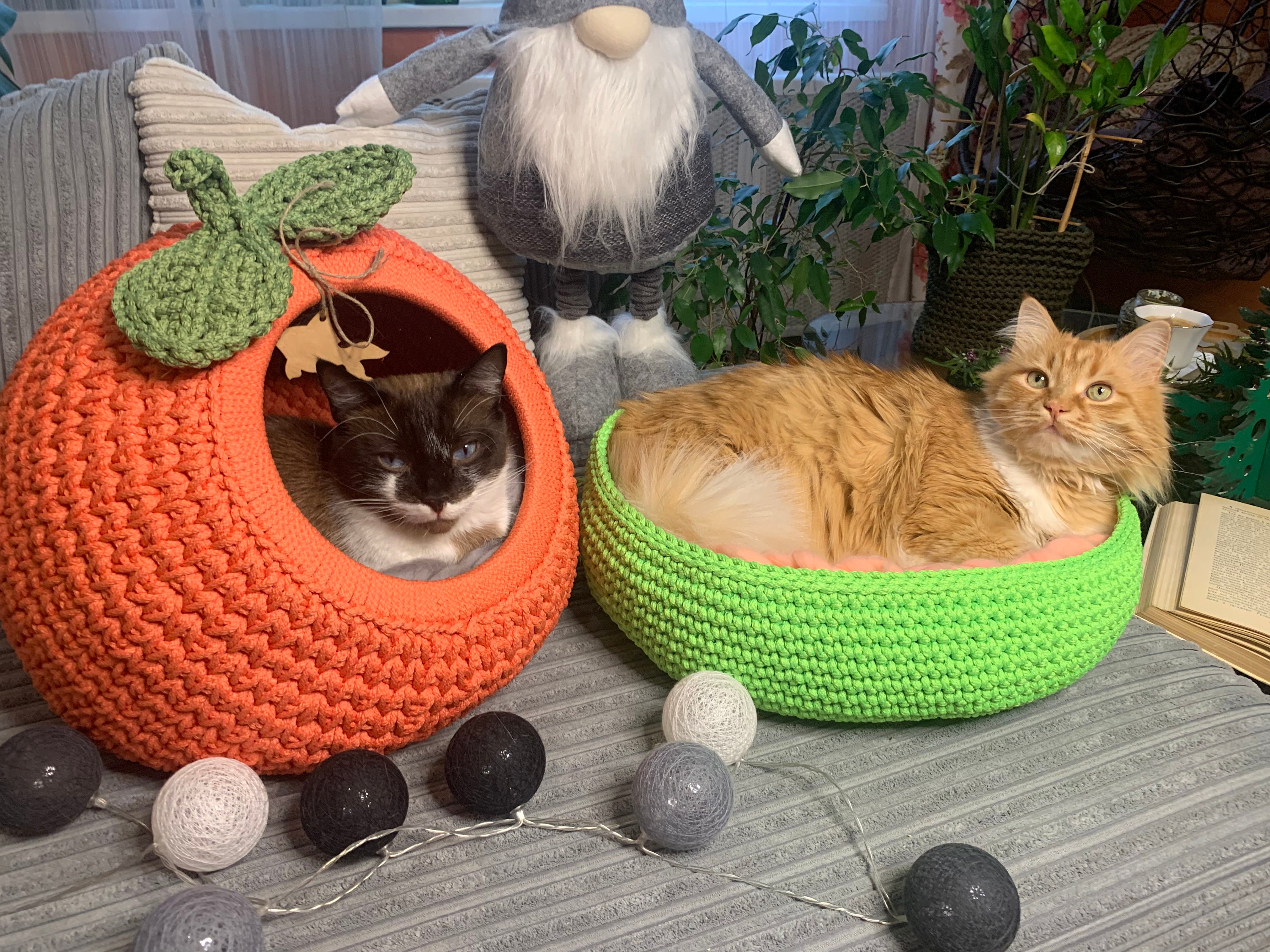 SET Pattern With Video Crochet Cat House Apple and Crochet Cat Bed Digital Instruction PDF Format Pet Furniture Crochet Pattern Handmade Etsy
