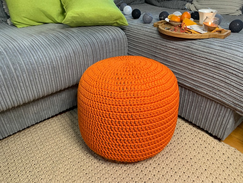 Crochet Pouf Ottoman Digital Instruction Pattern PDF With Photo Crochet