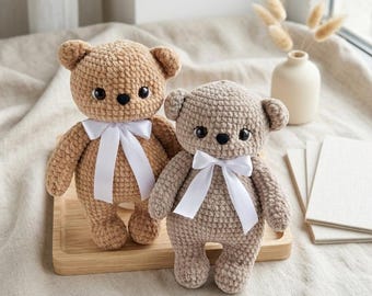 Plush Bear Crochet Pattern PDF, Amigurumi Bear Tutorial, Stuffed Animal,  Christmas , Easy Beginner