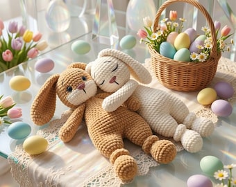 Long Ear Bunny Crochet Pattern PDF, Amigurumi Rabbit Plush Toy, Kawaii Bunny, Easy Beginner Friendly DIY