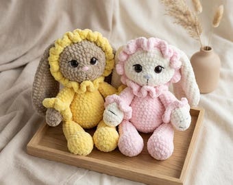 Bunny in Pajamas Crochet Pattern PDF, Amigurumi Bunny Tutorial, Stuffed Toy, Easter , Easy Beginner