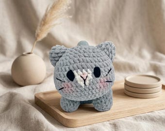 Gray Cat Crochet Pattern PDF, Amigurumi Cat Plush Toy, Kitten , Easy Beginner , Digital Download DIY Gift