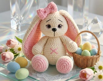Bunny Crochet Pattern PDF, Amigurumi Easter Bunny Plush, Kawaii Rabbit Toy, Easy Beginner Friendly DIY