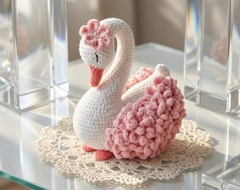 Swan Crochet Pattern PDF, Amigurumi Swan Plush Toy, Pink White Bird Doll, Nursery Decor, Easy Beginner DIY Easter Gift