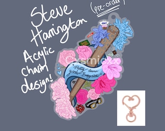 Steve Harrington Flowered Bat Acrylic Charm - [PreOrder]