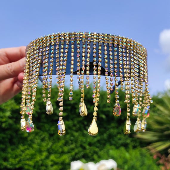 Rhinestone Fringe Sunglasses – Festival Crystal Mask  display picture 2