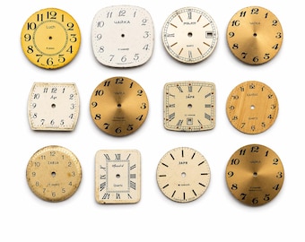 Juego de esferas de relojes vintage, lote de esferas de relojes variadas, artículos steampunk, piezas de relojes antiguos, fabricación de joyas, materiales para manualidades.