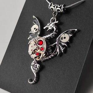 Dragon jewelry Steampunk necklace Steam punk pendant Clockwork Totem Mystical Gift for men women Vintage Watch parts Fantasy creature