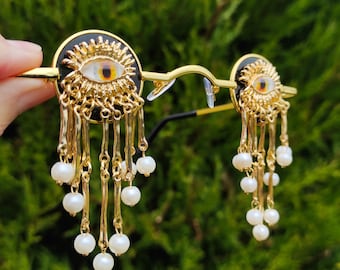 Lunettes avec yeux Masque surréaliste Lunettes de soleil de festival Inspiré de Burning Man DJ Rave Femmes Hommes EDM Cyberpunk Steampunk