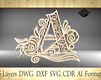 Multilayer Letter A, home decor, DXF, SVG, Ai, Cdr, Dwg vector file format