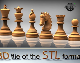 Luxury Chess, 3D Chess, Set of Chess 7 pieces, STL file format