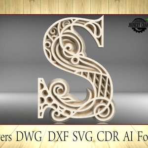 Multilayer Letter S, home decor, DXF, SVG, Ai, Cdr, Dwg vector file format
