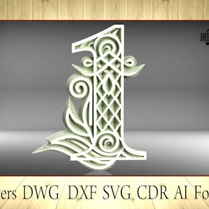 Multilayer Number 1 home decor, DXF, SVG, Ai, Cdr, Dwg vector file format