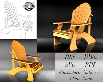 Adirondack style Child size chair , Plans, Download, DXF, DWG, SVG, pdf format