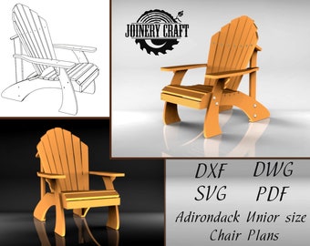 Adirondack style chair Junior size Plans, Download, DXF, DWG, SVG, pdf format