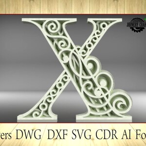 Multilayer Letter X, home decor, DXF, SVG, Ai, Cdr, Dwg vector file format