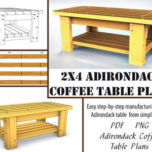 Adirondack style Coffe Table Plans, Download, PDF, PNG format