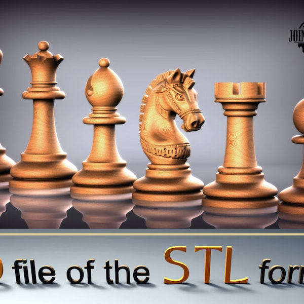 Luxury Chess, 3D Chess, Set of Chess 6 pieces, STL file format