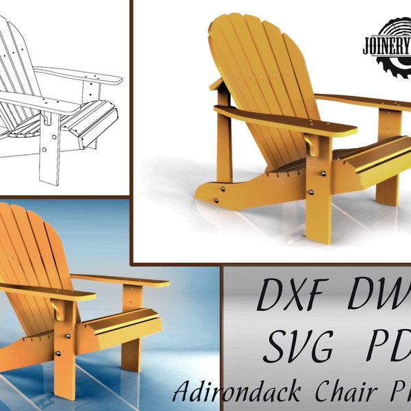 Adirondack chair Plans, Download, DXF, DWG, SVG, pdf format