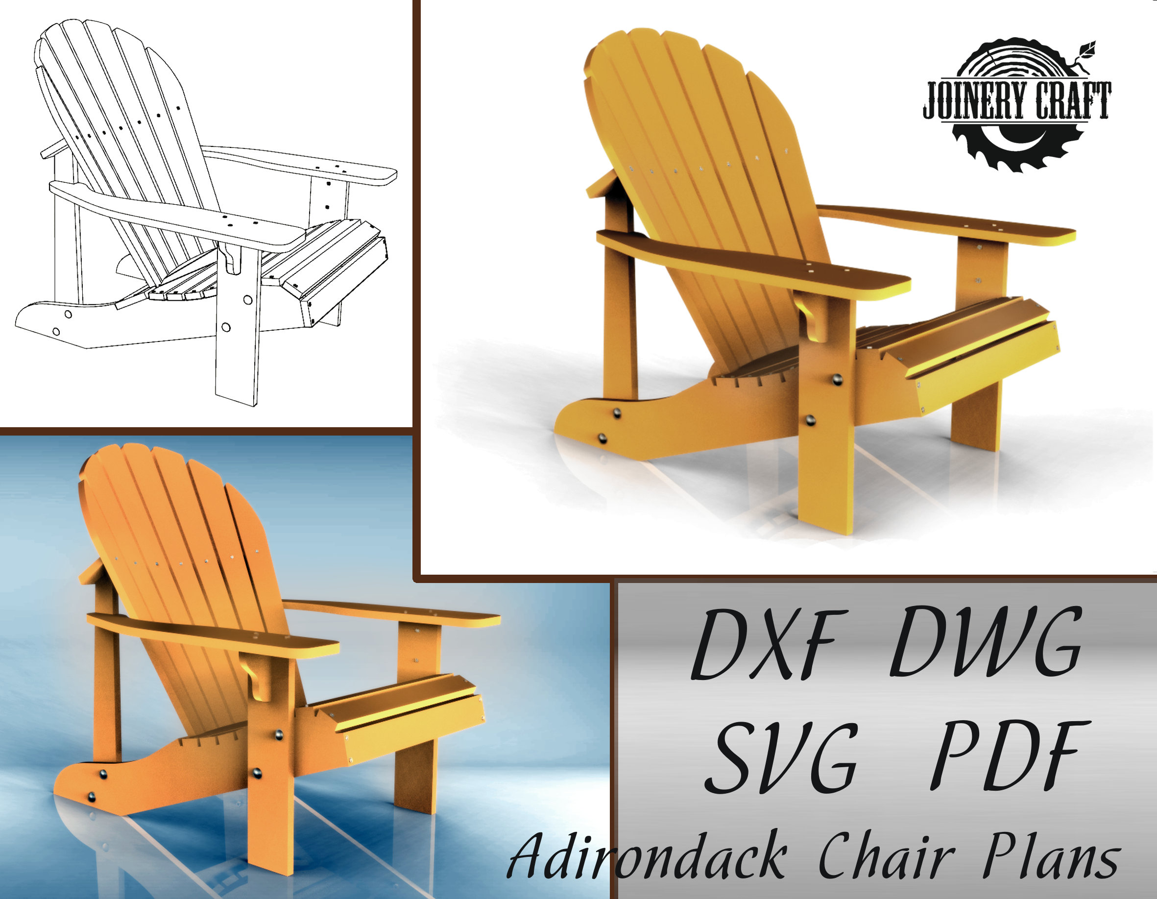 Adirondack Chair Plans Download DXF DWG SVG Pdf Format Etsy UK