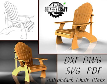 Adirondack style chair Plans, Download, DXF, DWG, SVG, pdf format